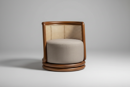Barrel Cane Swivel Chair
