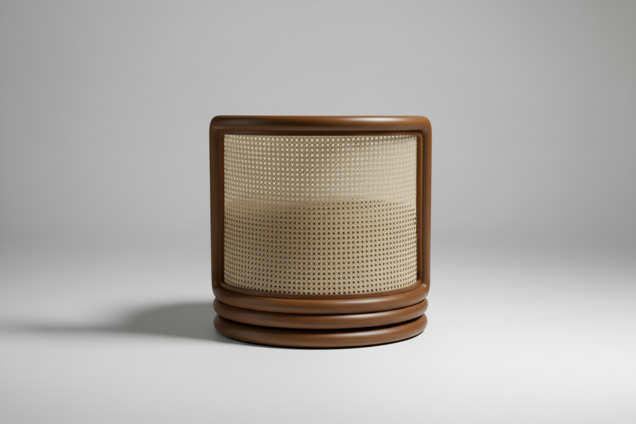 Barrel Cane Swivel Chair