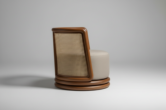Barrel Cane Swivel Chair